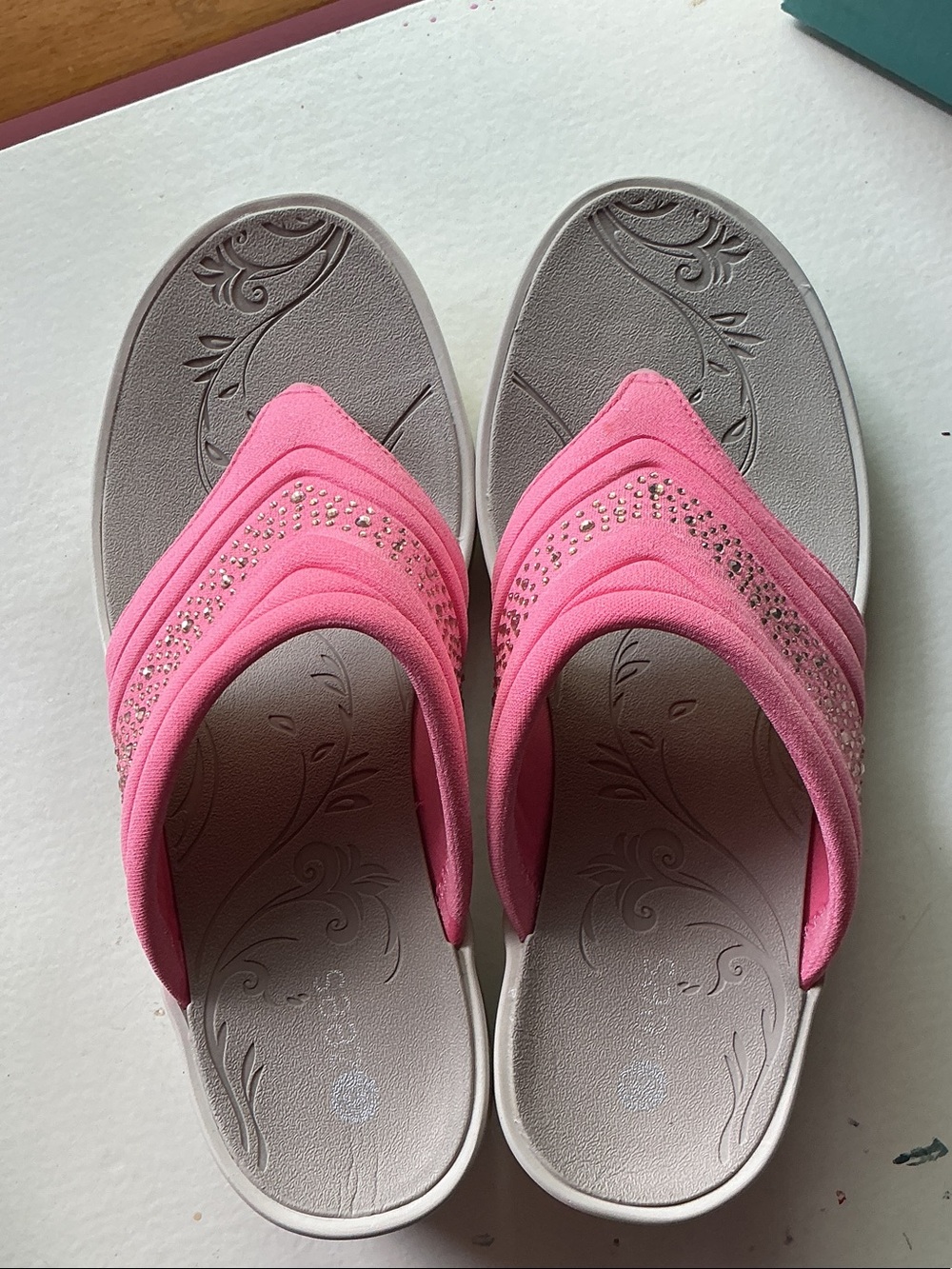 Bzees Hot Pink Crystal-Trimmed Slip-On Sandals